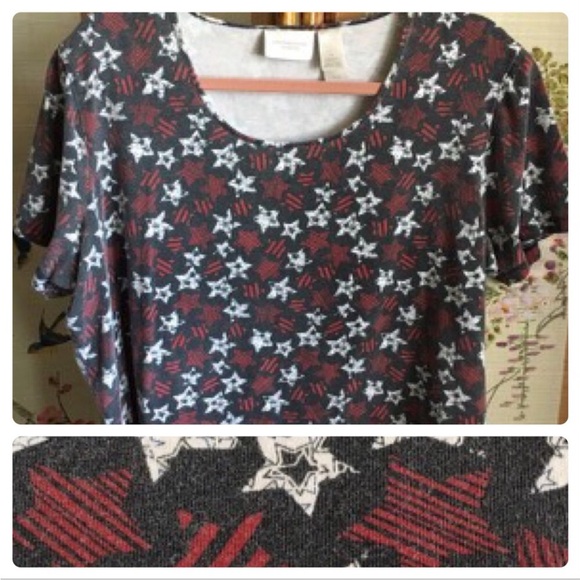 Liz Claiborne Tops - Liz Claiborne tee shirt patriotic blue scoop neck stars stripes American holiday